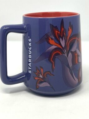 Starbucks Floral Patterned Mug with Red Interior